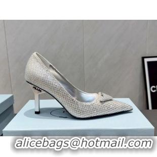Most Popular Prada Strass Allover Heel Pumps 8.5cm Silver PR120501 1205010 2026