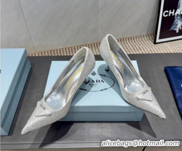 Most Popular Prada Strass Allover Heel Pumps 8.5cm Silver PR120501 1205010 2026