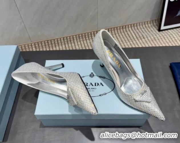 Most Popular Prada Strass Allover Heel Pumps 8.5cm Silver PR120501 1205010 2026