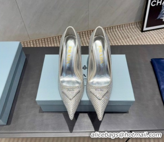 Most Popular Prada Strass Allover Heel Pumps 8.5cm Silver PR120501 1205010 2026