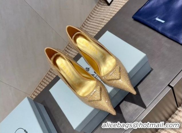 Unique Style Prada Strass Allover Heel Pumps 8.5cm PR120501 Gold 2026
