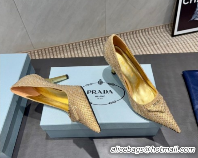 Unique Style Prada Strass Allover Heel Pumps 8.5cm PR120501 Gold 2026