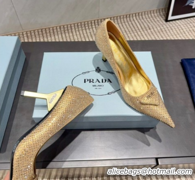 Unique Style Prada Strass Allover Heel Pumps 8.5cm PR120501 Gold 2026