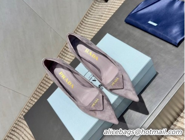 Pretty Style Prada Suede Heel Pumps 8.5cm Grey 1I901M 1205013 2026