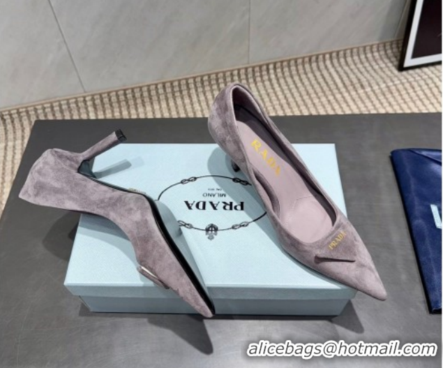 Pretty Style Prada Suede Heel Pumps 8.5cm Grey 1I901M 1205013 2026