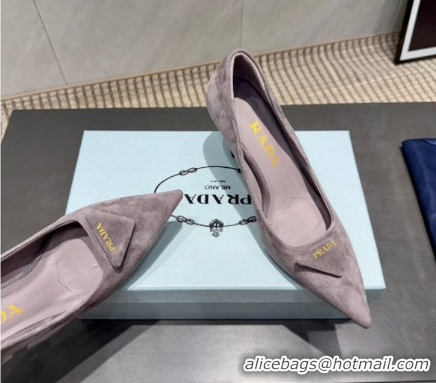 Pretty Style Prada Suede Heel Pumps 8.5cm Grey 1I901M 1205013 2026