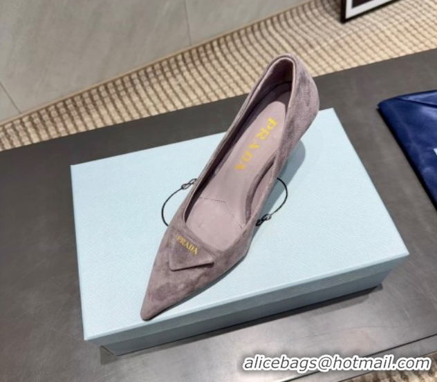 Pretty Style Prada Suede Heel Pumps 8.5cm Grey 1I901M 1205013 2026