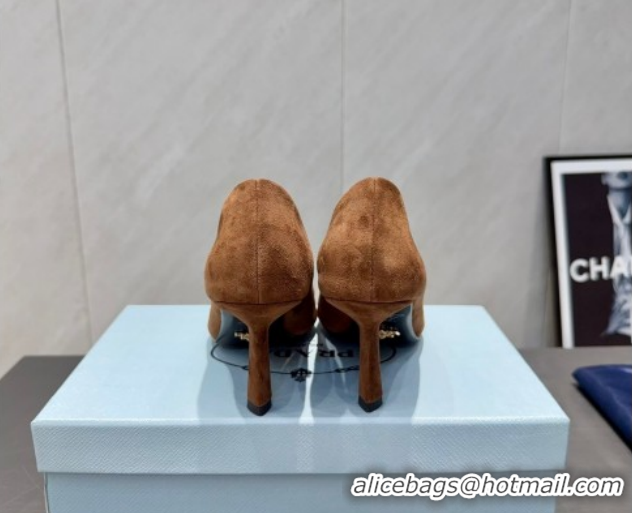 Top Grade Prada Suede Heel Pumps 8.5cm Brown 1I901M 1205014 2026
