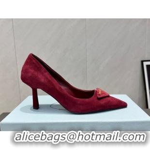 Discount Prada Suede Heel Pumps 8.5cm Red 1I901M 1205015 2026