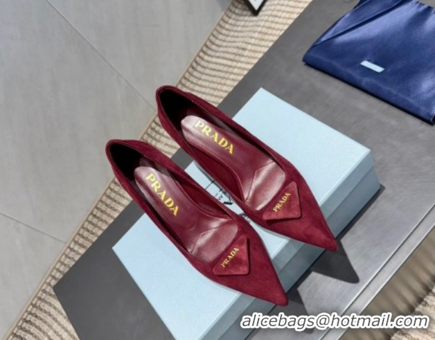 Discount Prada Suede Heel Pumps 8.5cm Red 1I901M 1205015 2026