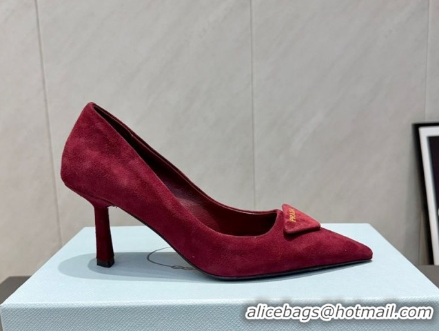 Discount Prada Suede Heel Pumps 8.5cm Red 1I901M 1205015 2026