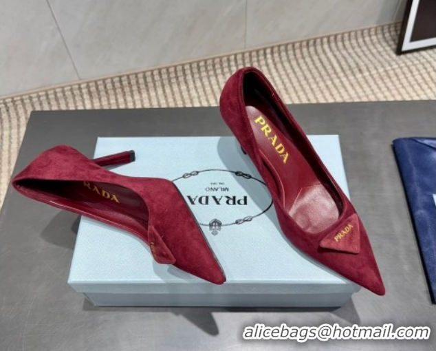 Discount Prada Suede Heel Pumps 8.5cm Red 1I901M 1205015 2026