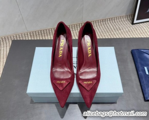 Discount Prada Suede Heel Pumps 8.5cm Red 1I901M 1205015 2026