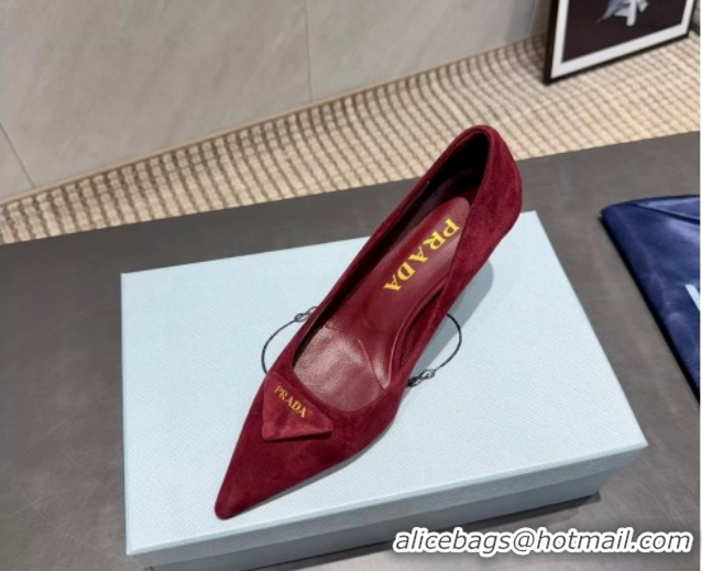 Discount Prada Suede Heel Pumps 8.5cm Red 1I901M 1205015 2026