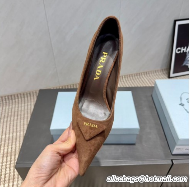 Top Design Prada Suede Heel Pumps 8.5cm Brown PR120501 1205018 2026