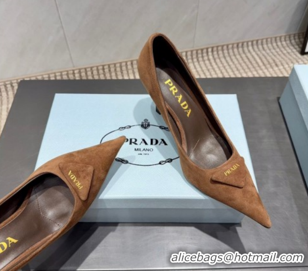 Top Design Prada Suede Heel Pumps 8.5cm Brown PR120501 1205018 2026