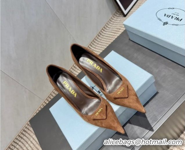 Top Design Prada Suede Heel Pumps 8.5cm Brown PR120501 1205018 2026