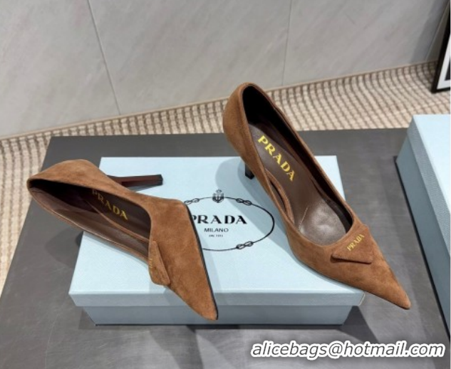 Top Design Prada Suede Heel Pumps 8.5cm Brown PR120501 1205018 2026
