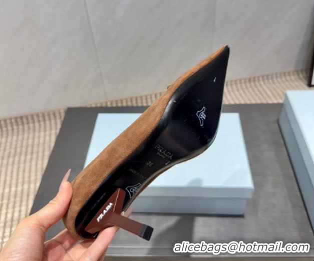 Top Design Prada Suede Heel Pumps 8.5cm Brown PR120501 1205018 2026