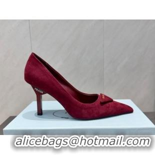 Low Cost Prada Suede Heel Pumps 8.5cm Red PR120501 1205019 2026