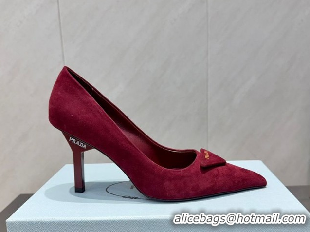 Low Cost Prada Suede Heel Pumps 8.5cm Red PR120501 1205019 2026