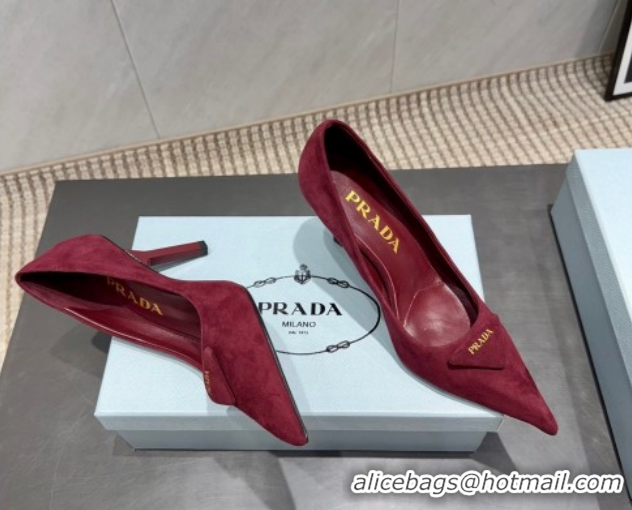 Low Cost Prada Suede Heel Pumps 8.5cm Red PR120501 1205019 2026