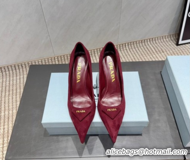 Low Cost Prada Suede Heel Pumps 8.5cm Red PR120501 1205019 2026