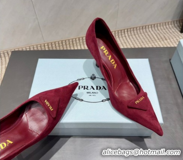 Low Cost Prada Suede Heel Pumps 8.5cm Red PR120501 1205019 2026