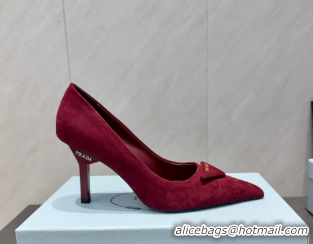 Low Cost Prada Suede Heel Pumps 8.5cm Red PR120501 1205019 2026