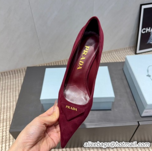 Low Cost Prada Suede Heel Pumps 8.5cm Red PR120501 1205019 2026