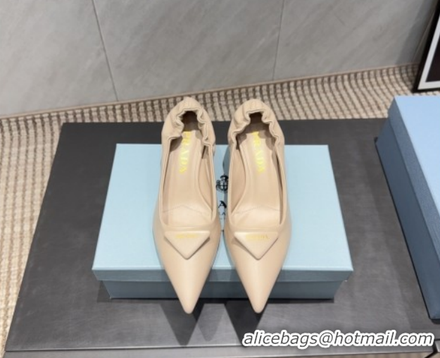 Discount Prada Leather Elastic Heel Pumps 5.5cm Nude PR120502 1205025 2026
