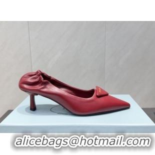 Hot Style Prada Leather Elastic Heel Pumps 5.5cm Red PR120502 1205027 2026