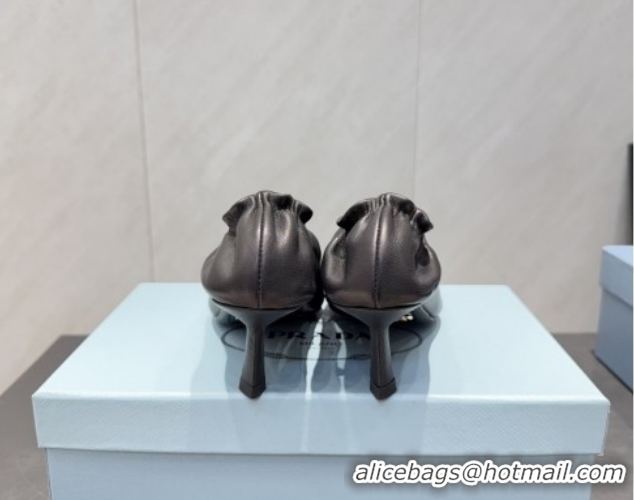 Luxury Cheap Prada Leather Elastic Heel Pumps 5.5cm Black PR120502 1205028 2026