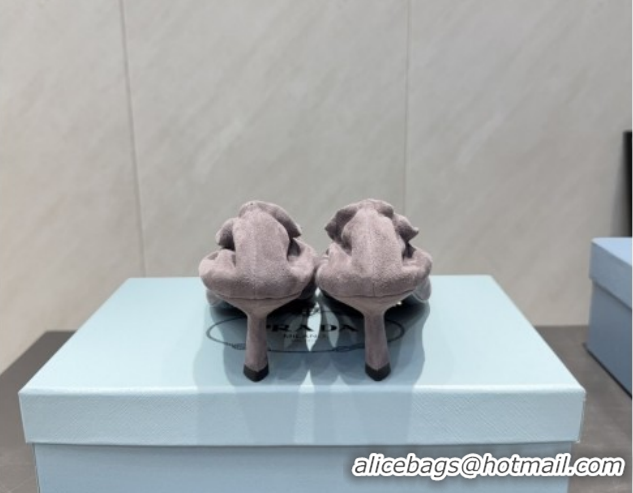 Top Design Prada Suede Elastic Heel Pumps 5.5cm Grey PR120502 1205029 2026