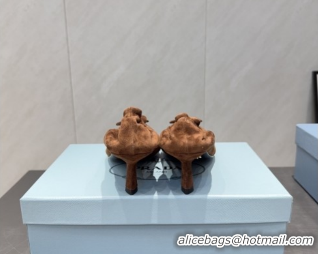 Grade Prada Suede Elastic Heel Pumps 5.5cm Brown PR120502 1205030 2026