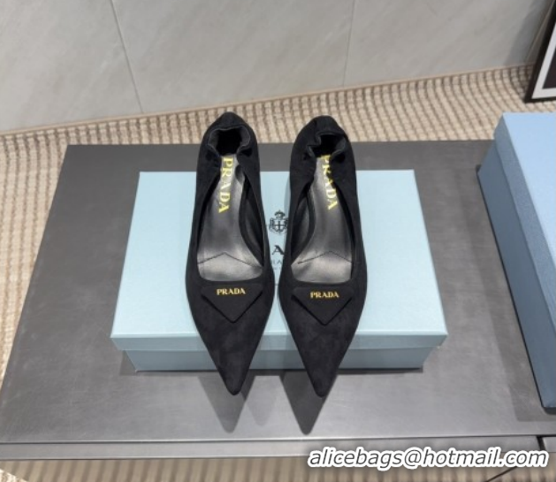 Good Product Prada Suede Elastic Heel Pumps 5.5cm Black PR120502 1205032 2026