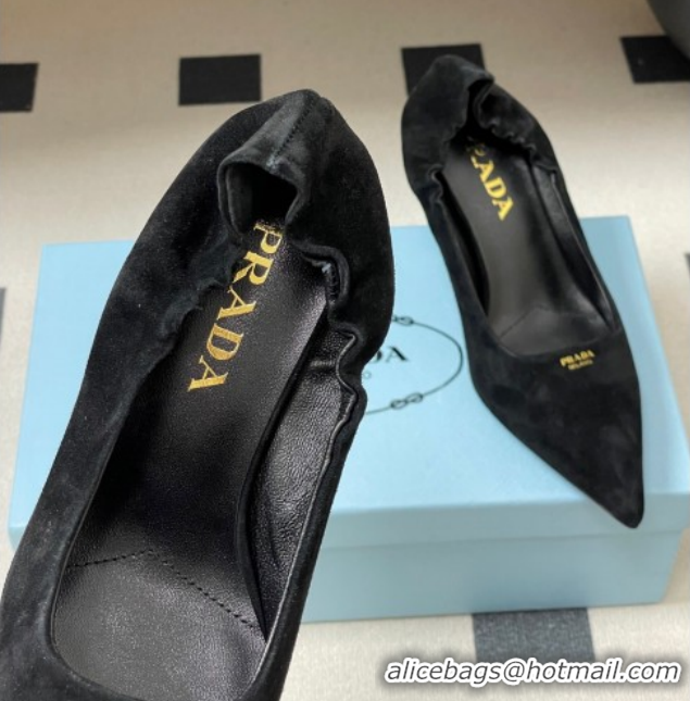Popular Style Prada Suede Elastic Heel Pumps 7.5cm Black 1I188O 1205033 2026