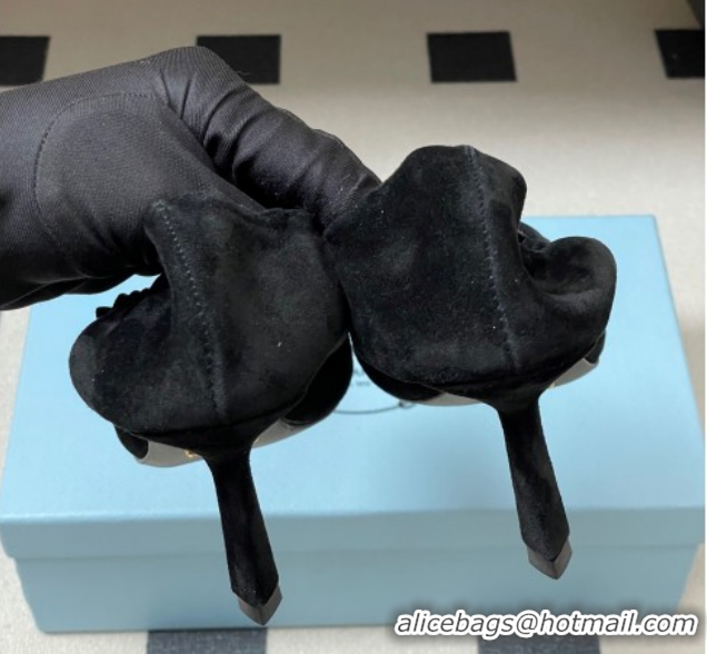 Popular Style Prada Suede Elastic Heel Pumps 7.5cm Black 1I188O 1205033 2026