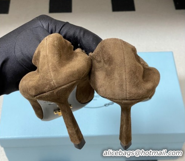 Luxury Prada Suede Elastic Heel Pumps 7.5cm Taupe 1I188O 1205034 2026