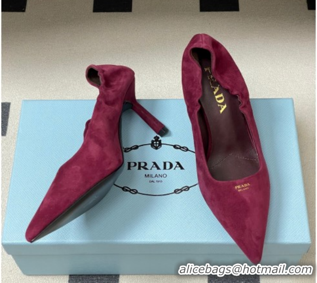 Cheap Price Prada Suede Elastic Heel Pumps 7.5cm Red 1I188O 1205035 2026