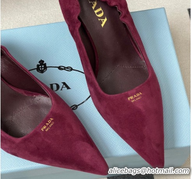Cheap Price Prada Suede Elastic Heel Pumps 7.5cm Red 1I188O 1205035 2026