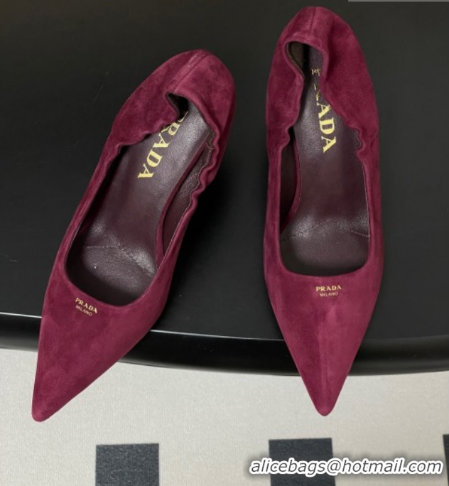 Cheap Price Prada Suede Elastic Heel Pumps 7.5cm Red 1I188O 1205035 2026