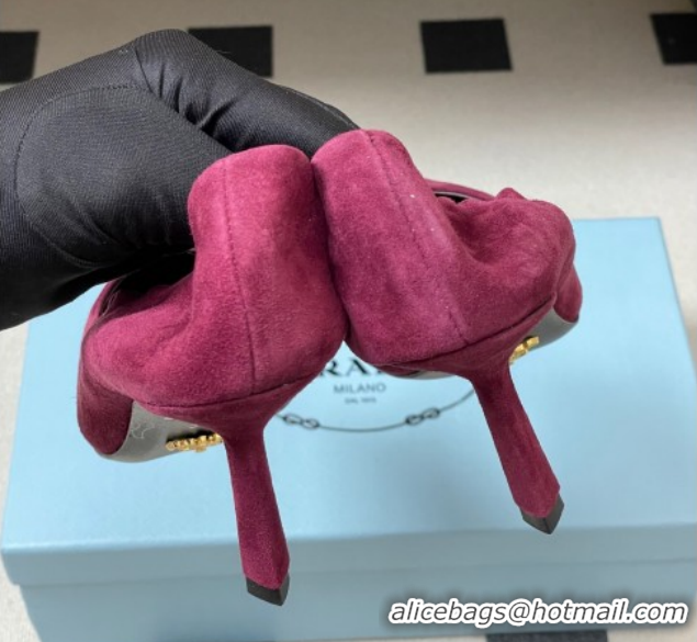 Cheap Price Prada Suede Elastic Heel Pumps 7.5cm Red 1I188O 1205035 2026