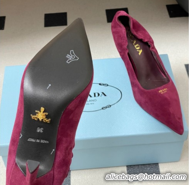 Cheap Price Prada Suede Elastic Heel Pumps 7.5cm Red 1I188O 1205035 2026