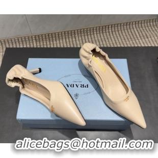 Unique Discount Prada Leather Elastic Heel Pumps 5.5cm Nude 1I188O 1205036 2026