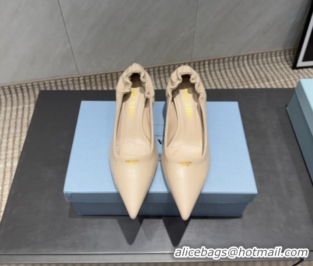 Unique Discount Prada Leather Elastic Heel Pumps 5.5cm Nude 1I188O 1205036 2026