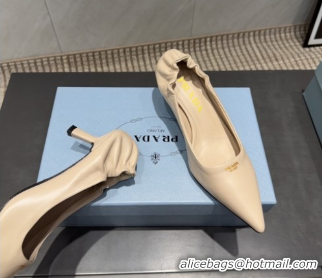 Unique Discount Prada Leather Elastic Heel Pumps 5.5cm Nude 1I188O 1205036 2026