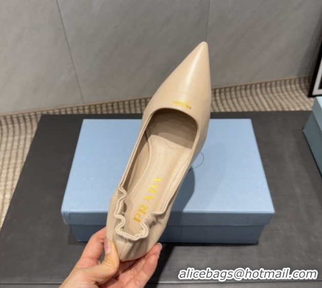 Unique Discount Prada Leather Elastic Heel Pumps 5.5cm Nude 1I188O 1205036 2026