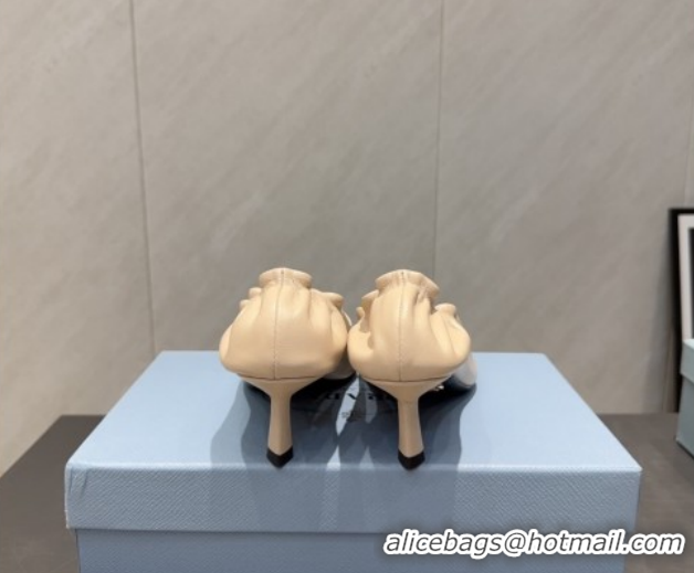 Unique Discount Prada Leather Elastic Heel Pumps 5.5cm Nude 1I188O 1205036 2026