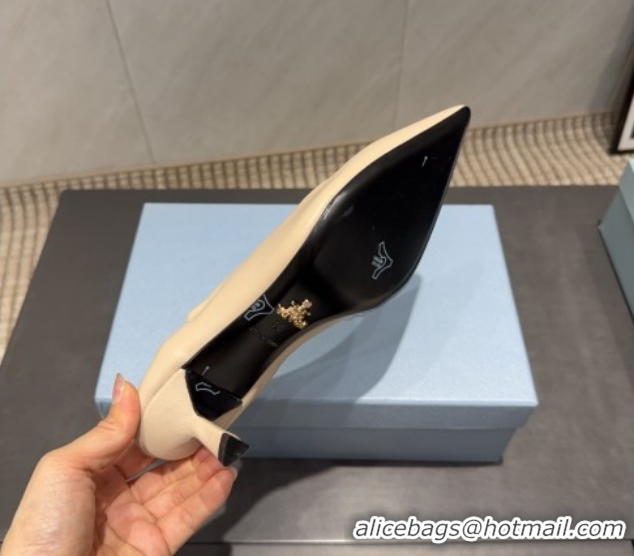 Unique Discount Prada Leather Elastic Heel Pumps 5.5cm Nude 1I188O 1205036 2026